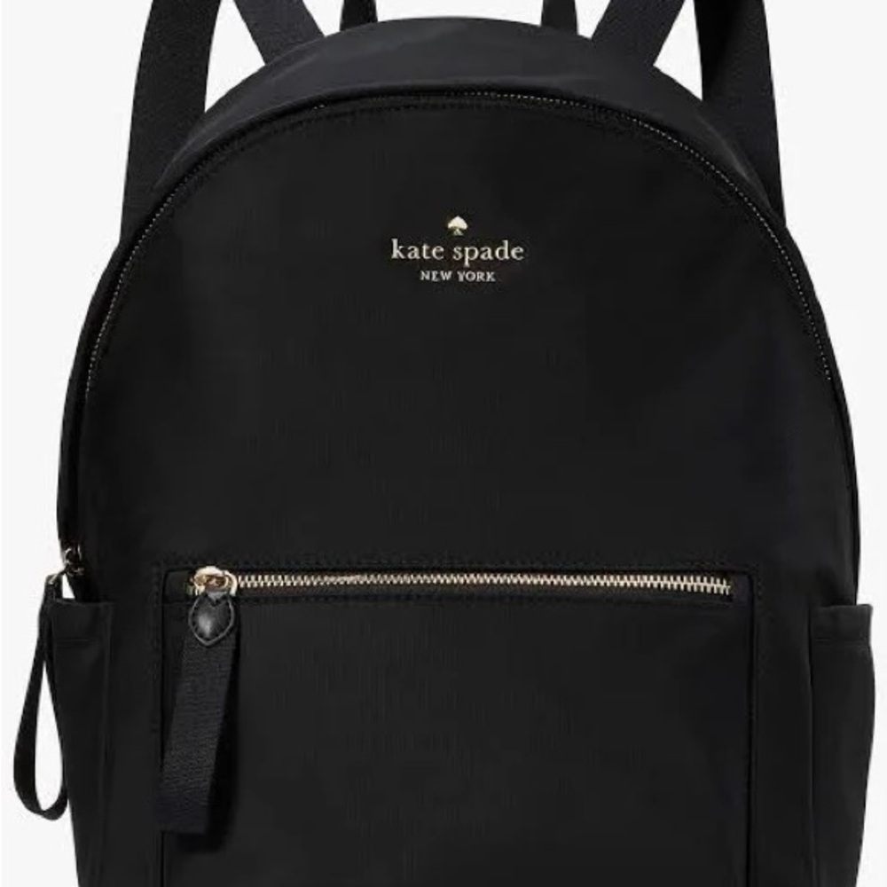 NWOT kate spade Black Nylon Mini Backpack with Gold Logo - Picture 2 of 11